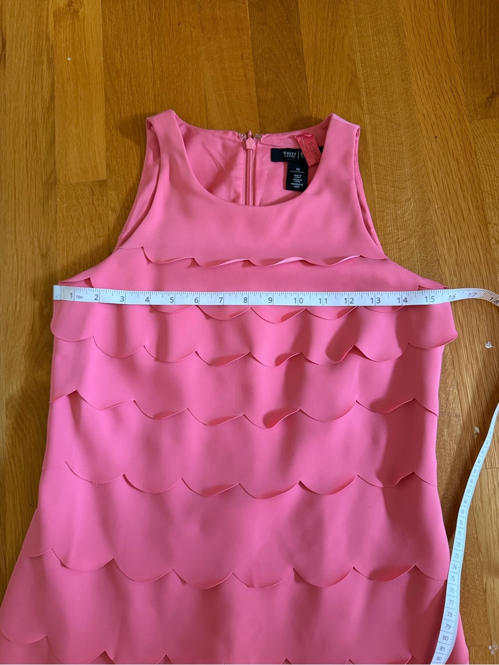WHBM 00 Pink Scallop Tiered Sleeveless Dress - Picture 7 of 10